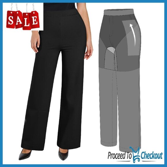 Pants - High Waisted Tummy Control Dress Pants with Pockets Business Casual
